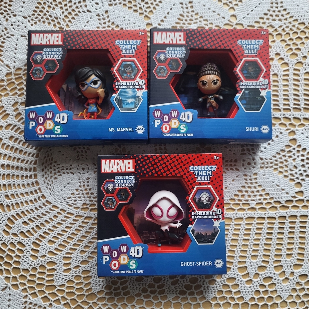 (MARVEL) WOW PODS 4D lot of 3 Shuri Ms. Marvel Ghost-Spider New NIB